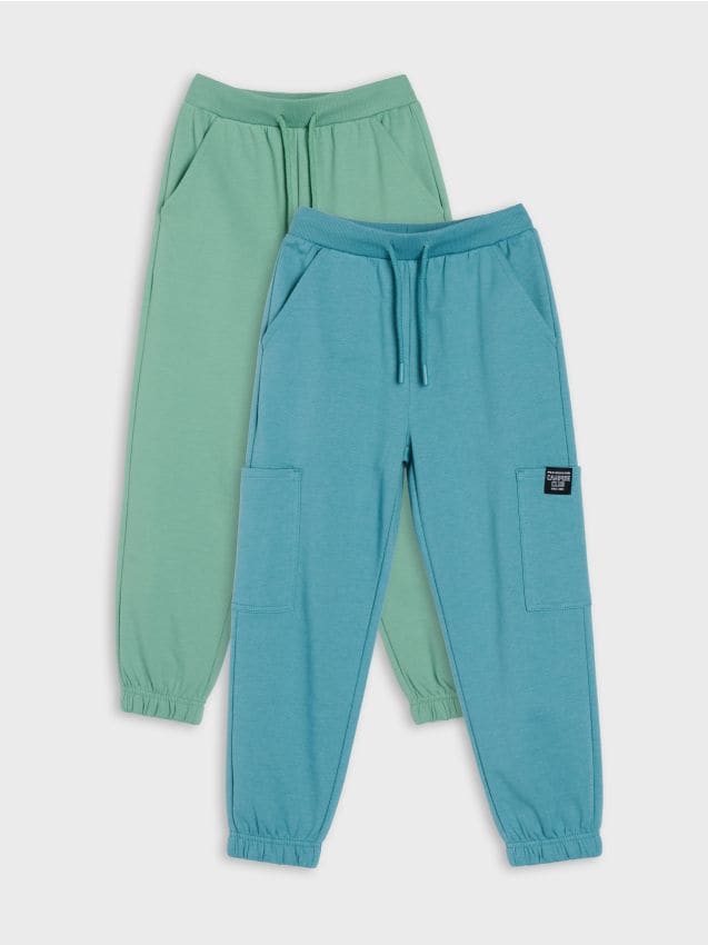 Sinsay - Spodnie dresowe cargo jogger 2 pack - mid blue