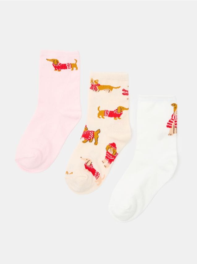 Sinsay - Șosete lungi cu motiv de teckel 3 pack - multicolor