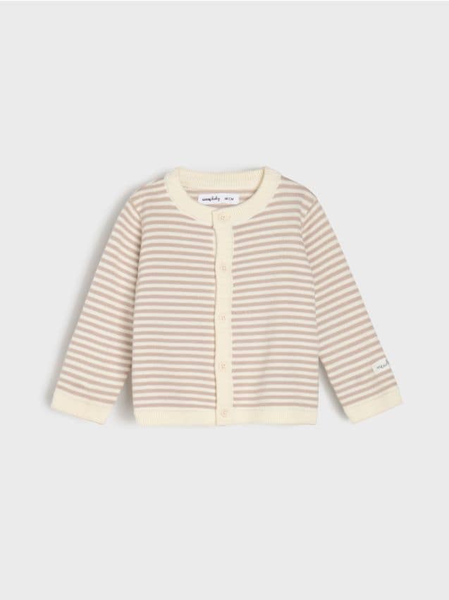 Sinsay - Cardigan din bumbac cu dungi - crem