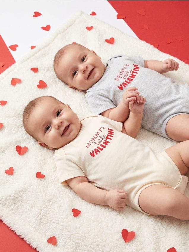 Sinsay - Bawełniane body z napisem 2 pack - kremowy