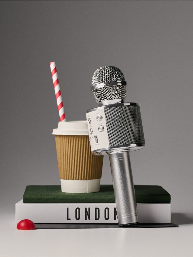 Sinsay - Microfon karaoke wireless cu efecte sonore - gri deschis