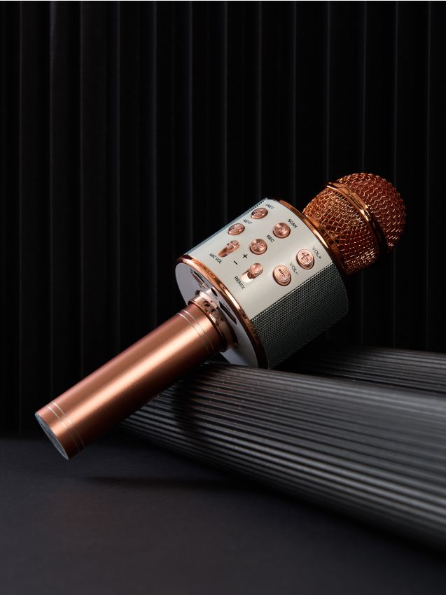 Sinsay - Bezdrôtový karaoke mikrofón so zvukovými efektmi - zlatá