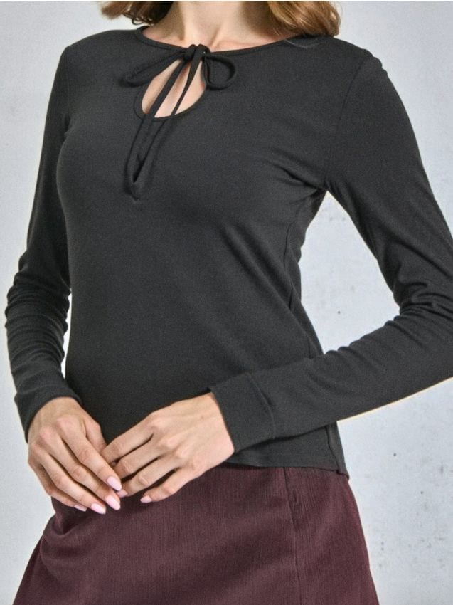 Sinsay - Tricou cu mânecă lungă - negru