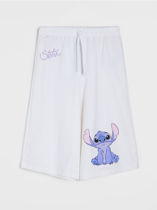 Sinsay - Pantaloni scurți bermude oversize Stitch - crem