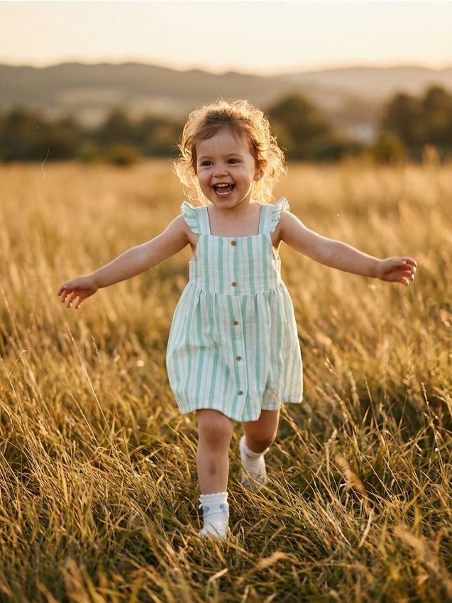 Sinsay - Rochie din bumbac cu bretele, dungi și volane - crem