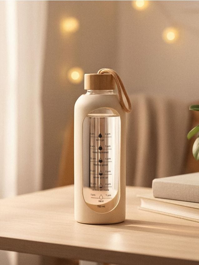 Sinsay - Sticlă din sticlă cu scară motivațională - crem