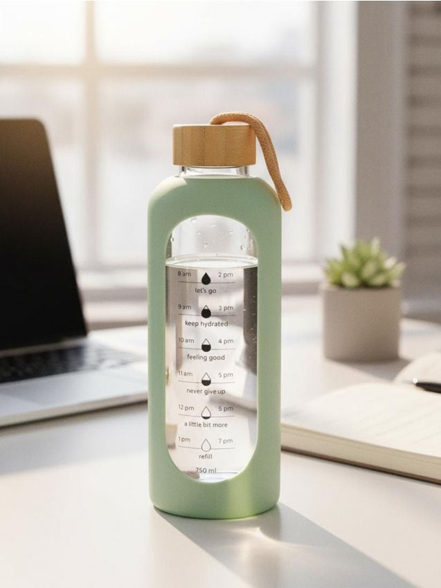 Sinsay - Sticlă din sticlă cu scară motivațională - verde-pal