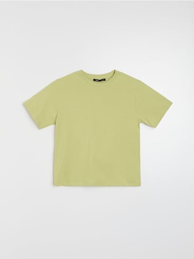 Tricou uni din bumbac cu mânecă scurtă