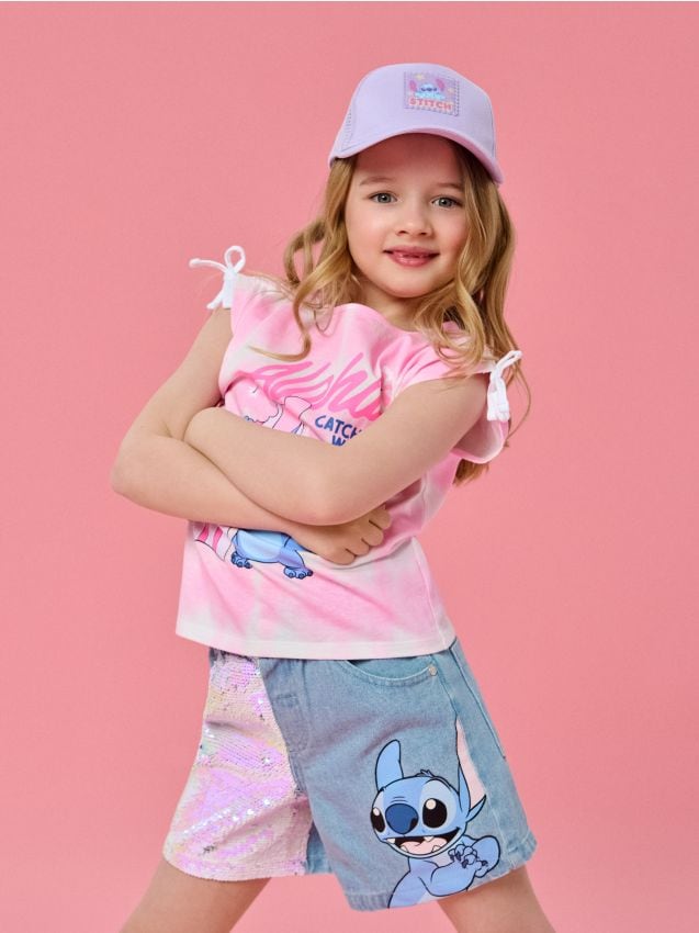 Sinsay - Șapcă de baseball din bumbac Lilo & Stitch - lavand