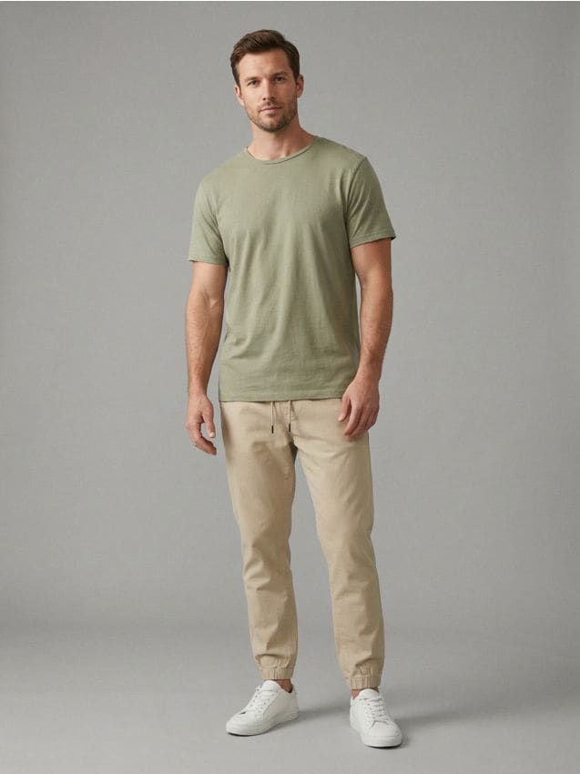 Sinsay - Tricou din bumbac basic - verde-deschis