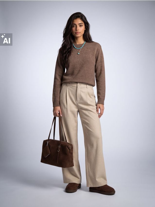 Sinsay - Pantaloni wide leg cu amestec de viscoză - galben-pal