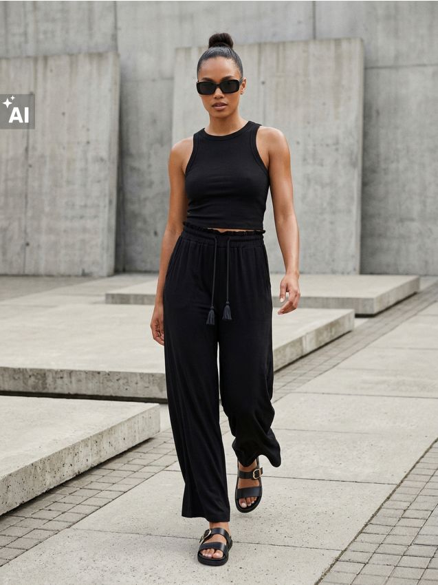 Sinsay - Top scurt din tricot striat - negru