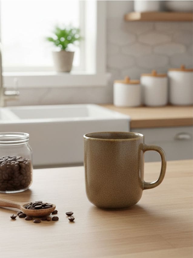 Sinsay - Cană simplă cu formă clasică - bej