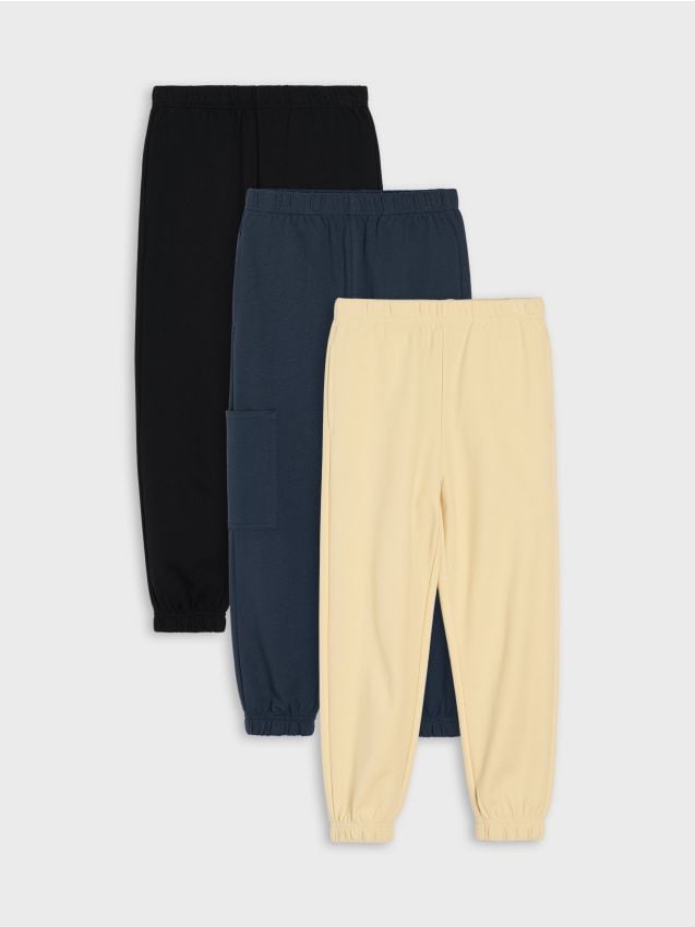 Sinsay - Spodnie oversize z z dzianiny pique i french terry 3 pack - granatowy