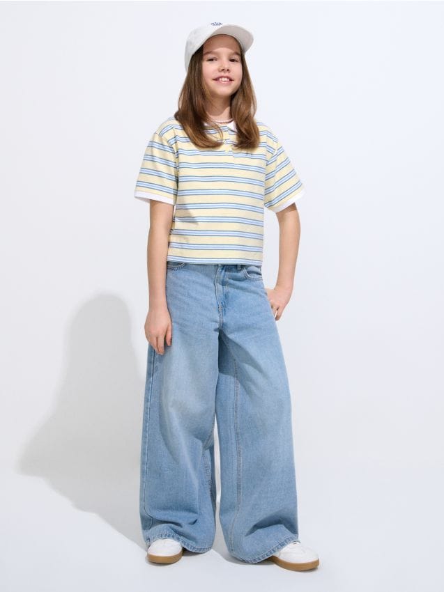 Sinsay - Blugi wide leg - albastru