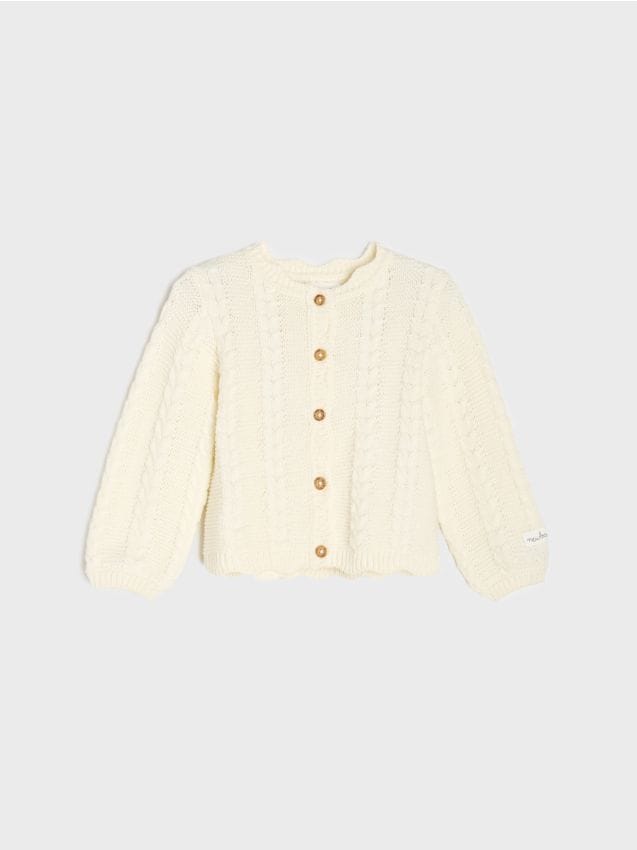 Sinsay - Cardigan din bumbac cu tricot decorativ - crem