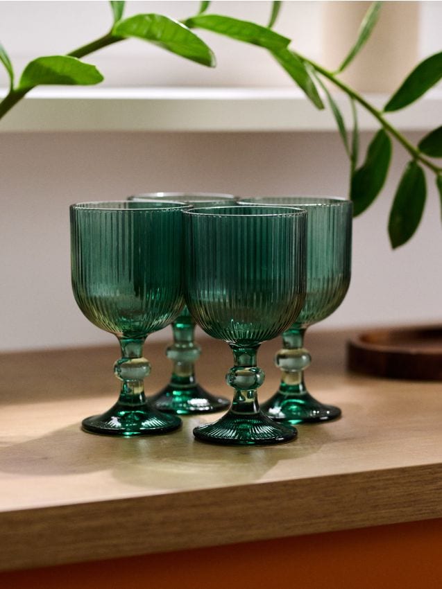Bicchieri rigati con stelo confezione da 4 - SINSAY