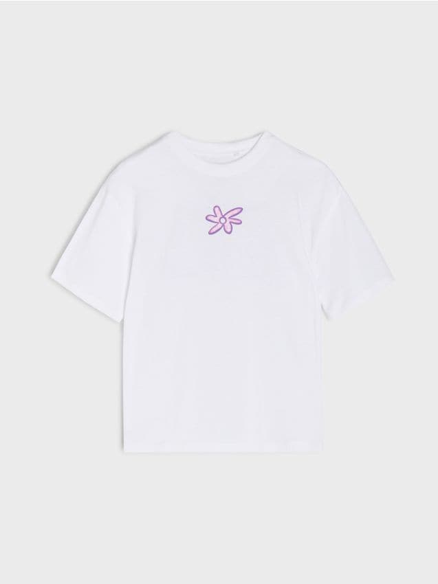 Sinsay - Tricou din bumbac cu imprimeu - alb