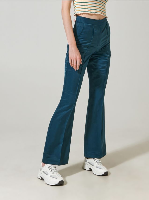 Sinsay - Flare nohavice - modrozelená