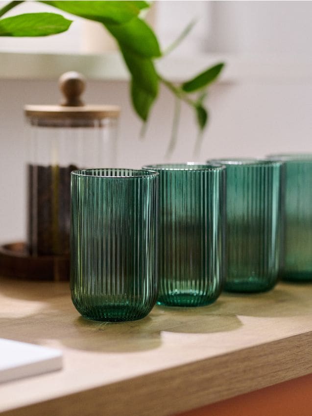 Sinsay - Pahare striate 4 bucăți - albastru-verzui