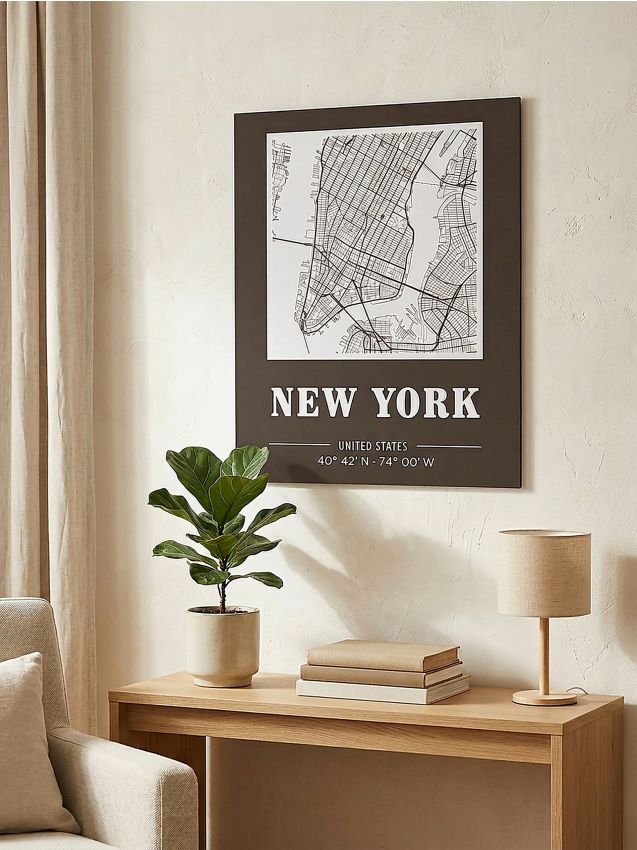 Sinsay - Poster cu motiv de hartă New York - negru