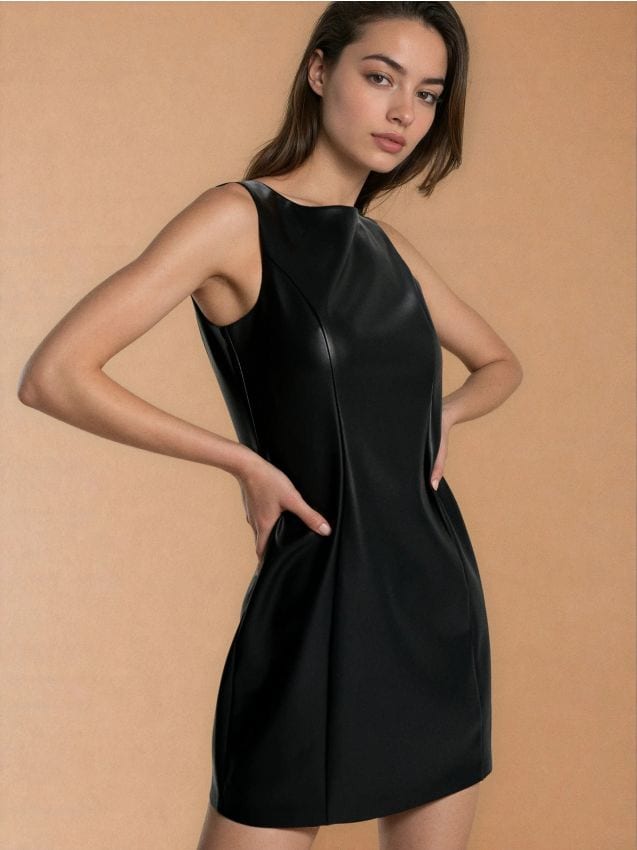 Sinsay - Rochie mini din piele ecologică - negru
