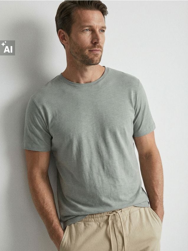 Sinsay - Tricou din bumbac cu mânecă scurtă - verde-pal