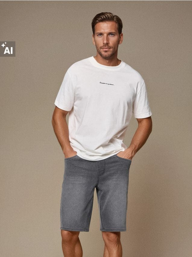 Sinsay - Pantaloni scurți din denim cu efect prespălat - gri deschis