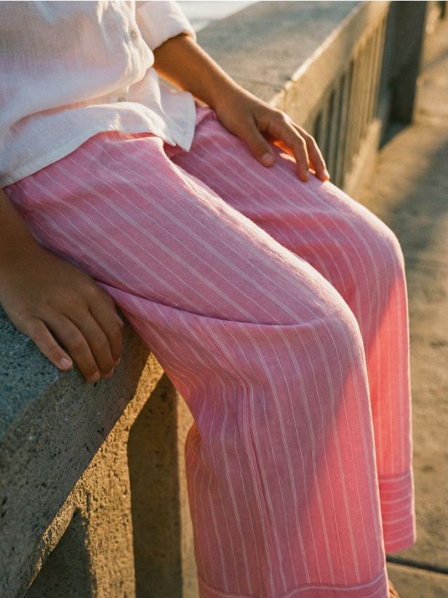 Sinsay - Pantaloni wide leg cu dungi - multicolor