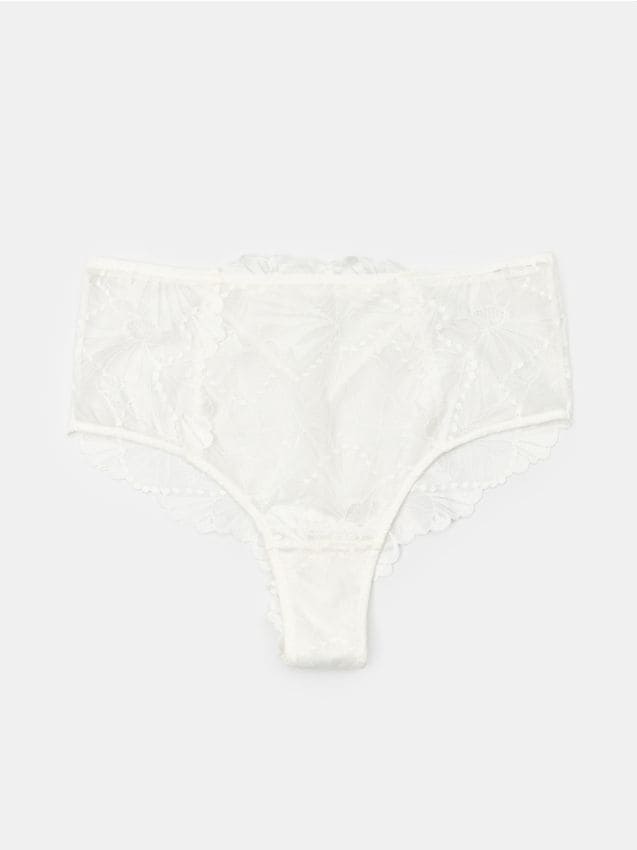 Sinsay - Koronkowe majtki brazyliany ze średnim stanem - biały