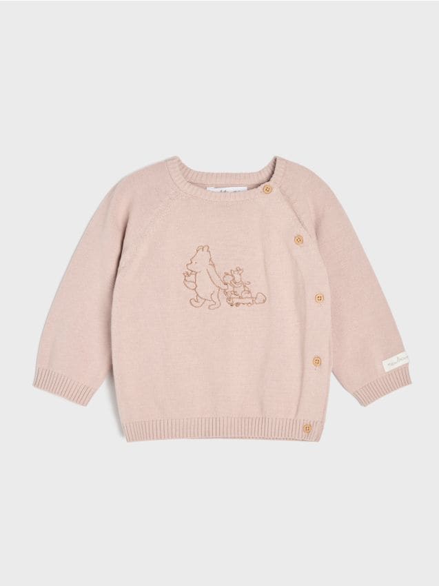 Sinsay - Pulover din bumbac cu nasturi Winnie the Pooh - bej