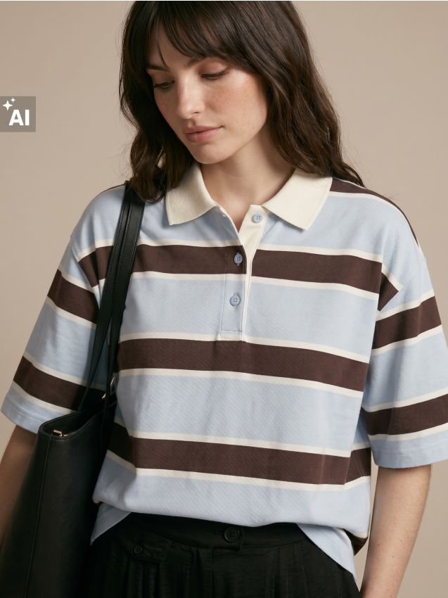 Sinsay - Tricou polo din bumbac cu dungi - multicolor