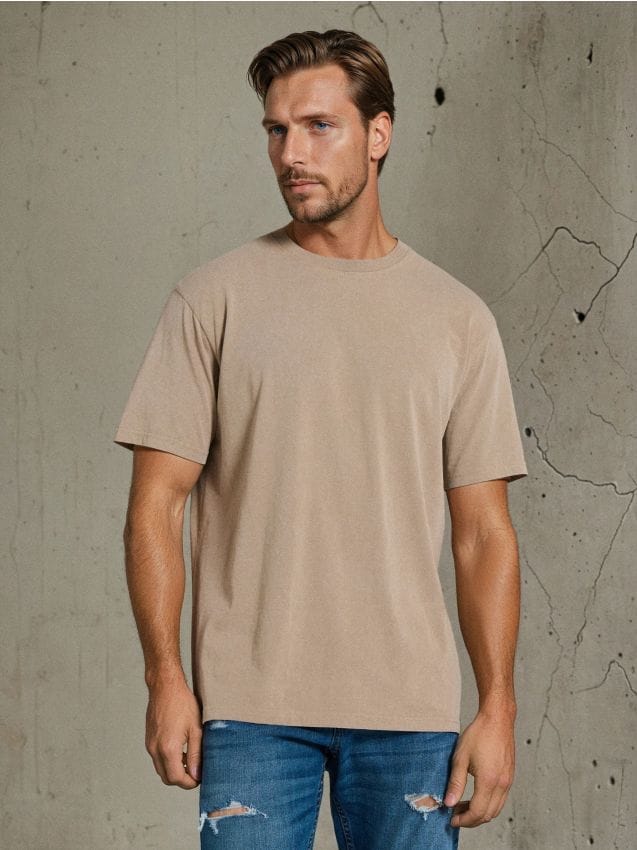 Sinsay - Bawełniana koszulka z efektem sprania - zielony