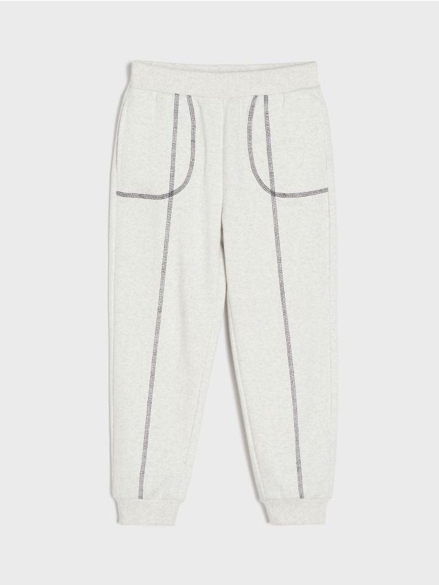 Sinsay - Spodnie loose z ozdobnymi przeszyciami - szary