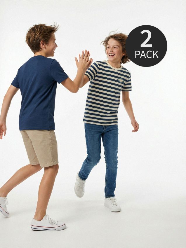 Sinsay - Tricouri din bumbac 2 pachet - crem