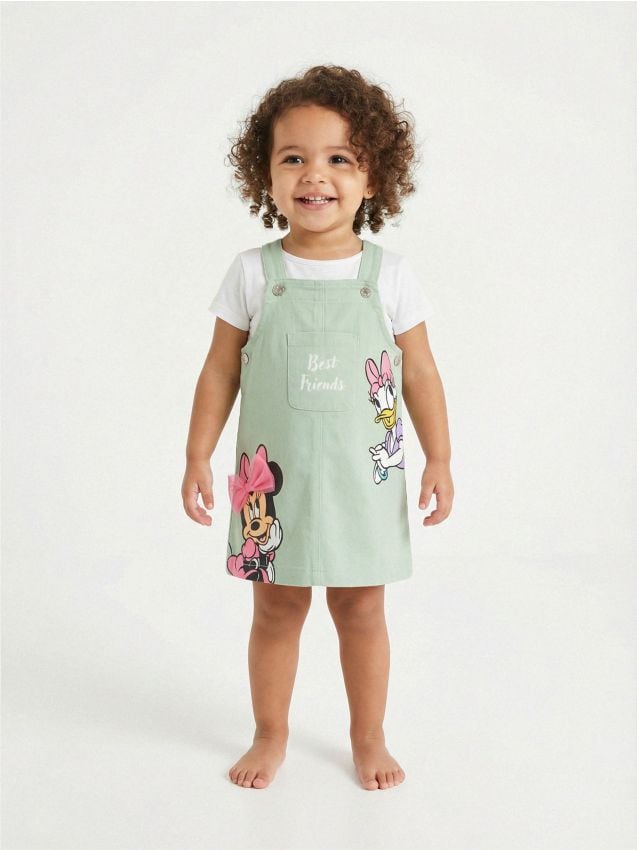 Sinsay - Rochie tip salopetă din bumbac Minnie Mouse - verde