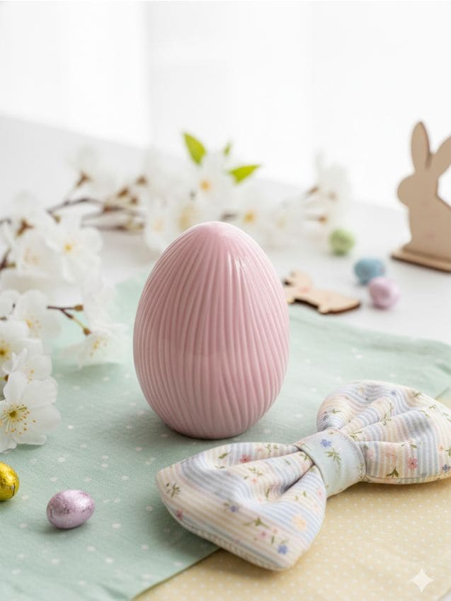 Sinsay - Ou decorativ de Paște cu textură striată - roz-pastel