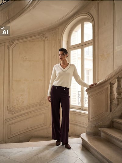 Twill wide straight hlače z okrasnimi gumbi