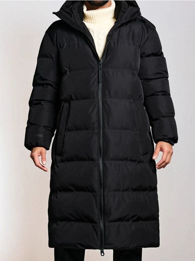 Sinsay - Prešívaný plášť s kapucňou - čierna