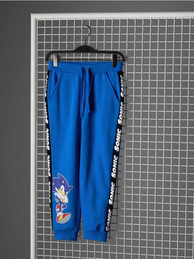 Sinsay - Nohavice s potlačou Sonic the Hedgehog - modrá