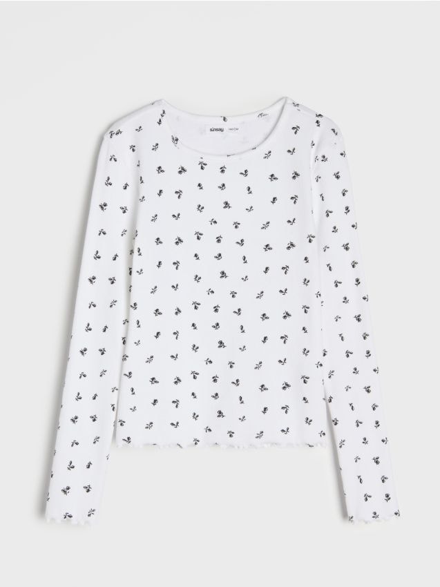 Sinsay - Bluză tricotată în relief - crem