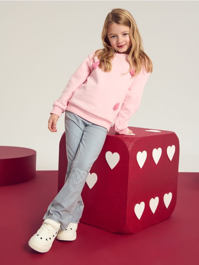 Sinsay - Spodnie flare z efektem sprania - niebieski