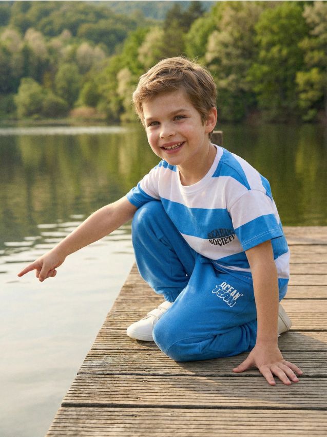 Sinsay - Pantaloni de trening tip balloon din French Terry - albastru