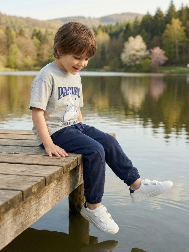 Sinsay - Pantaloni de trening tip balloon din French Terry - bleumarin