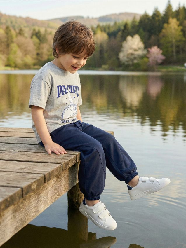 Sinsay - Pantaloni de trening tip balloon din French Terry - bleumarin