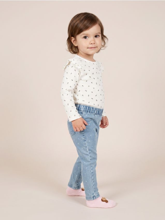 Sinsay - Pantaloni din denim cu buline - albastru