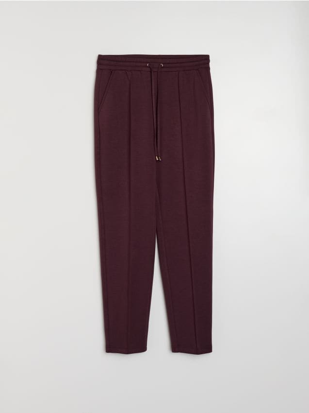 Sinsay - Pantaloni țigaretă din tricot scuba cu amestec de viscoză - bordo