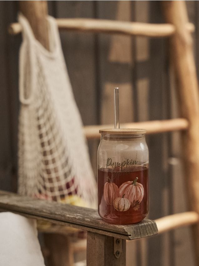 Glas mit Deckel und Strohhalm - SINSAY