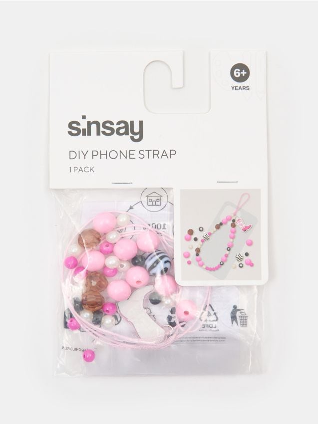 Sinsay - Kreatívna DIY sada - Kľúčenka na telefón - horúca ružová
