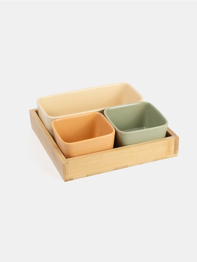 Taca do serwowania z ceramicznymi miseczkami - SINSAY